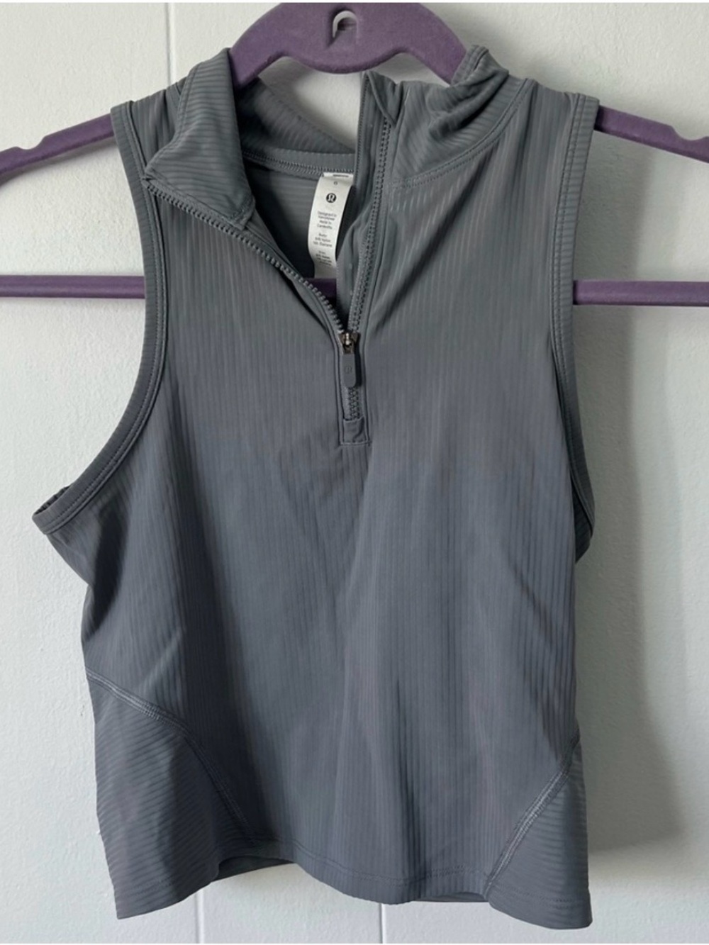 lululemon athletica Sleeveless Zip-Front Performance Tank in Light Gray